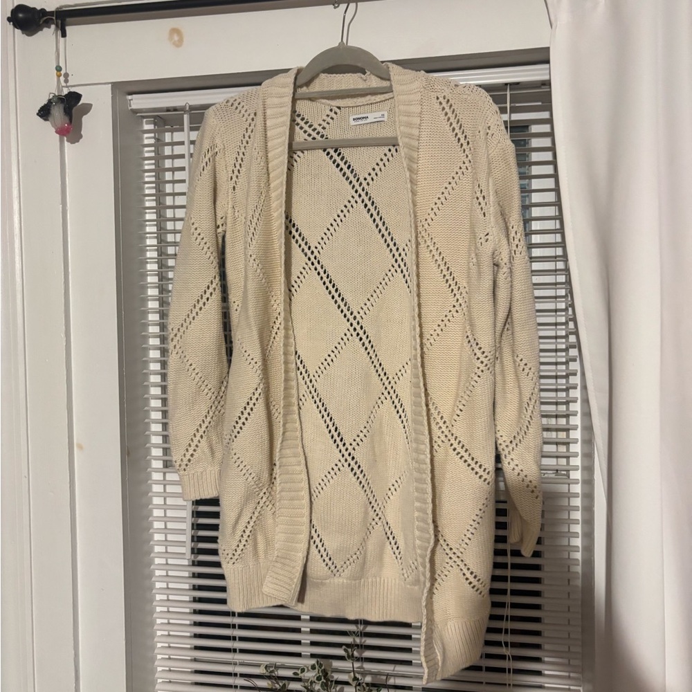 Sonoma Women's Beige Diamond Knit Cardigan